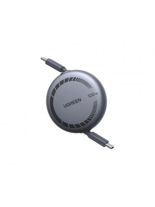 კაბელი: UGREEN L531 100W Type-C to Type-C PD Fast Charging Retractable Cable 1m Grey/Black - 65905