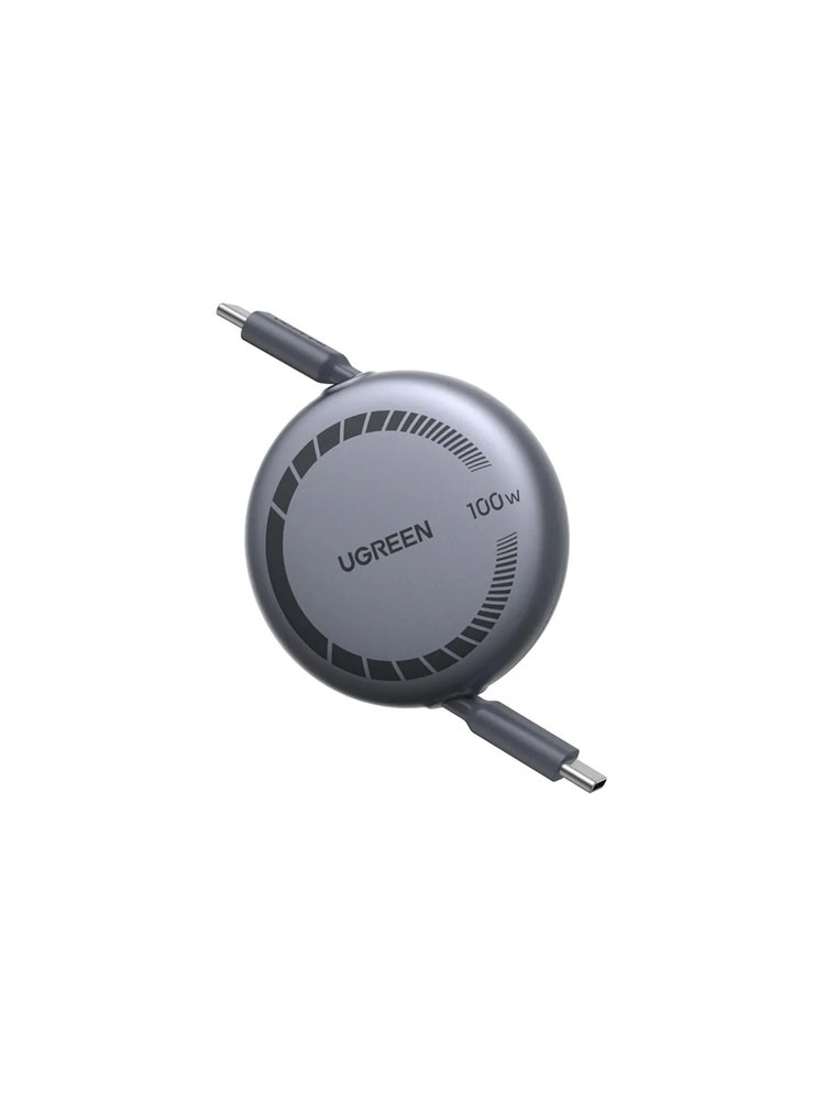 კაბელი: UGREEN L531 100W Type-C to Type-C PD Fast Charging Retractable Cable 1m Grey/Black - 65905