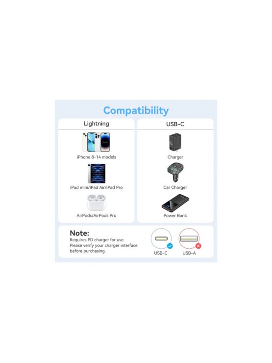 კაბელი: Vention LALBF USB 2.0 Type-C to Lightning 27W PD Fast Charging Cable 1m Black