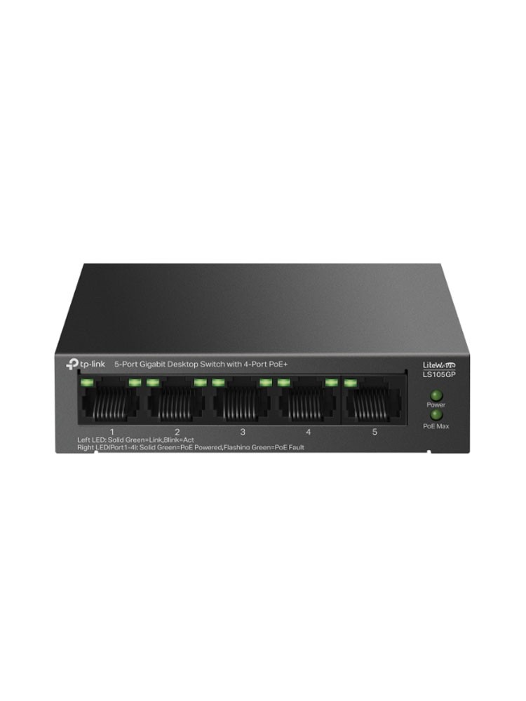 სვიჩი: TP-Link LS105GP 5-Port Gigabit Desktop Switch with 4-Port PoE+