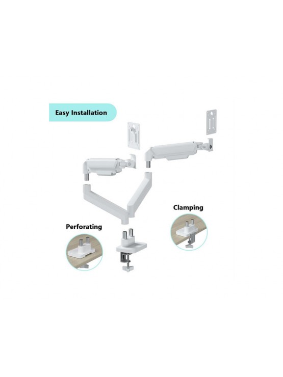 მონიტორის საკიდი: Gembird MA-DA2-06-W Desk mounted adjustable double monitor arm 17"-32" White
