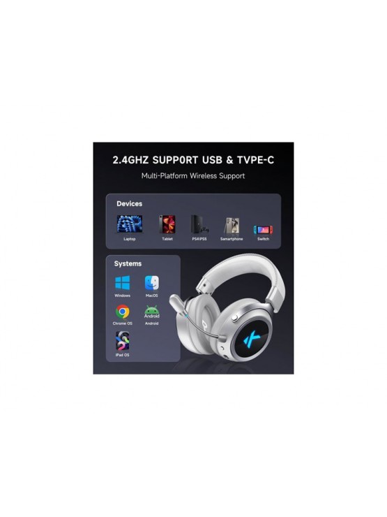 ყურსასმენი: Mchose X9 Wireless Gaming Headset White - MC-X9-1