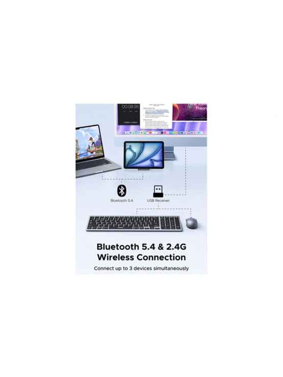 კლავიატურა-მაუსი: UGREEN MK552 Wireless Keyboard & Mouse Combo Grey - 85513