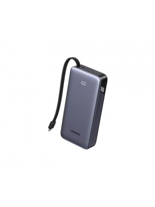 პორტატული დამტენი: UGREEN PB536 55988B 20000mAh Power Bank With Built-in Cable Grey