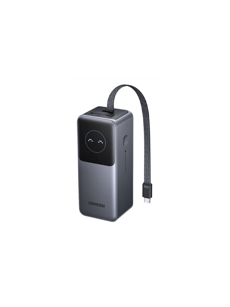 პორტატული დამტენი: UGREEN PB723 55365B 20000mAh 130W Nexode Smart Display Power Bank with Built-in Cable Grey