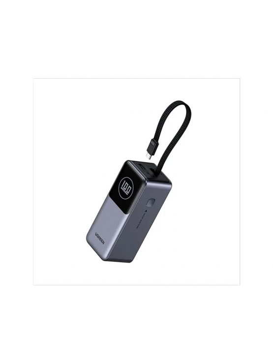 პორტატული დამტენი: UGREEN PB723 55365B 20000mAh 130W Nexode Smart Display Power Bank with Built-in Cable Grey