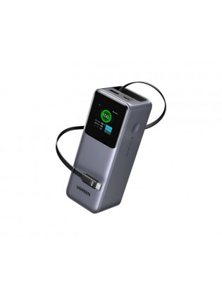 პორტატული დამტენი: UGREEN PB726 95670B Nexode 20000mAh Type-C USB Power Bank With Retractable Cable Grey