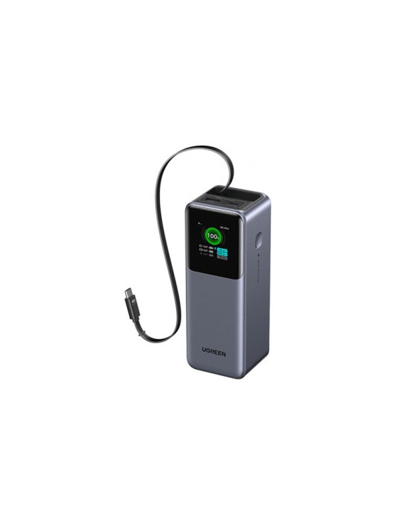 პორტატული დამტენი: UGREEN PB726 95670B Nexode 20000mAh Type-C USB Power Bank With Retractable Cable Grey