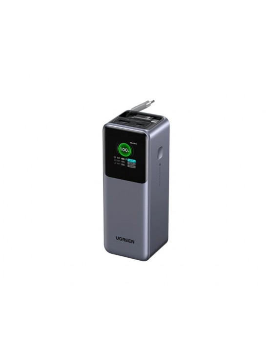 პორტატული დამტენი: UGREEN PB726 95670B Nexode 20000mAh Type-C USB Power Bank With Retractable Cable Grey
