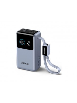 პორტატული დამტენი: UGREEN PB727 75701B Nexode Pro 10000mAh Power Bank With Built-in Type-C Cable Space Gray