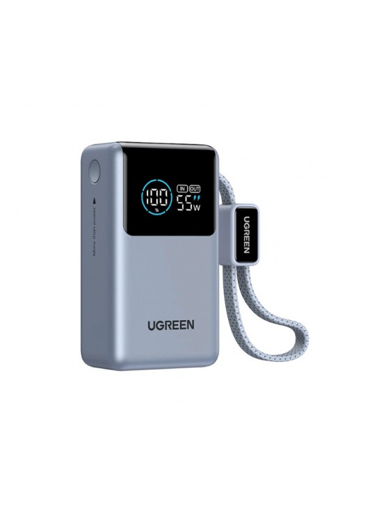 პორტატული დამტენი: UGREEN PB727 75701B Nexode Pro 10000mAh Power Bank With Built-in Type-C Cable Space Gray