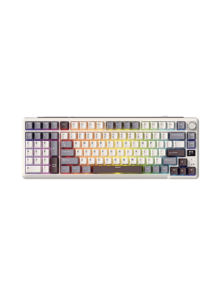 კლავიატურა: Royal Kludge RK L98 RGB Cream Switch Mechanical Keyboard Sandalwood Brown - RK-L98 Tri-modes