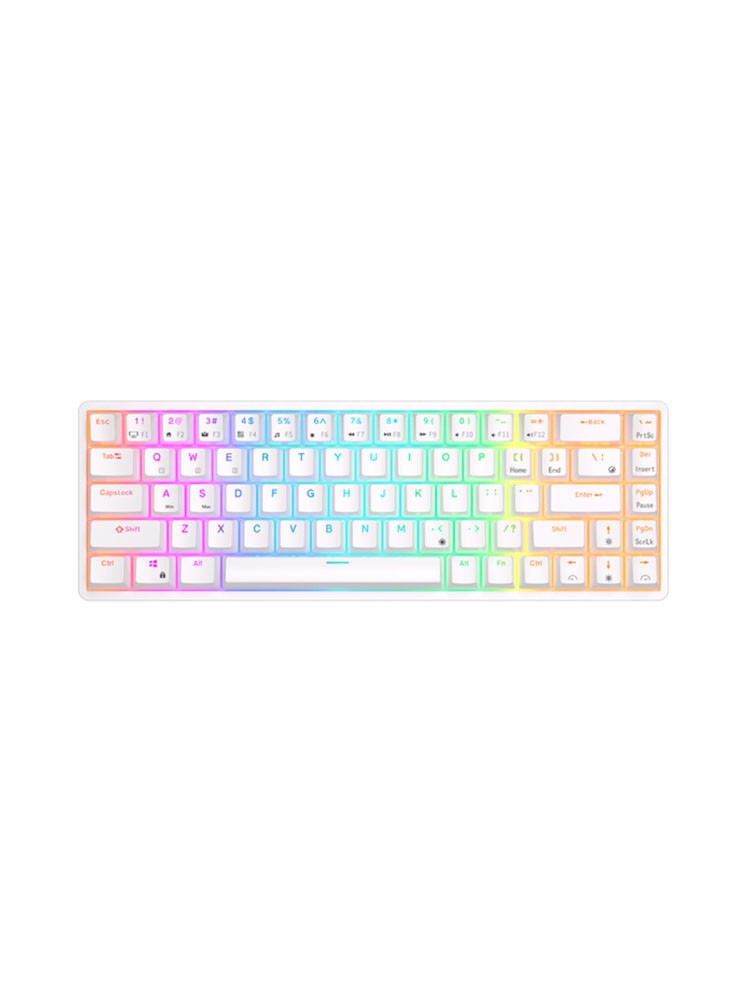 კლავიატურა: Royal Kludge RK G68 RGB Red switch Mechanical Keyboard White - RK837-WHIT-H