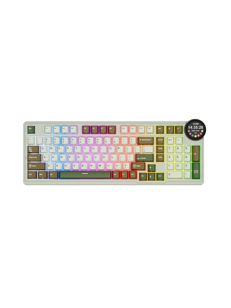 კლავიატურა: Royal Kludge RK N99 RGB Cream Switch Mechanical Keyboard Palm Green - RKN99-PG-XH
