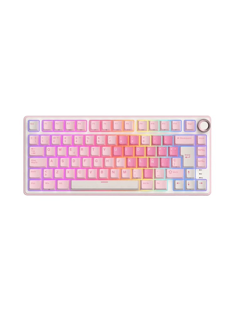 კლავიატურა: Royal Kludge RK R75 RGB Cream Switch Type-C Mechanical Keyboard Pink Melody - RKR75-PM-XH