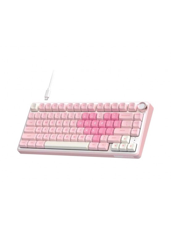 კლავიატურა: Royal Kludge RK R75 RGB Cream Switch Type-C Mechanical Keyboard Pink Melody - RKR75-PM-XH