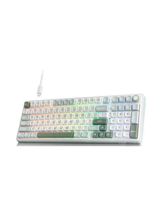 კლავიატურა: Royal Kludge RK R98 Pro Wired RGB Mechanical Keyboard Beige Switch Sky Cyan - RKR98PRO-SK-XW
