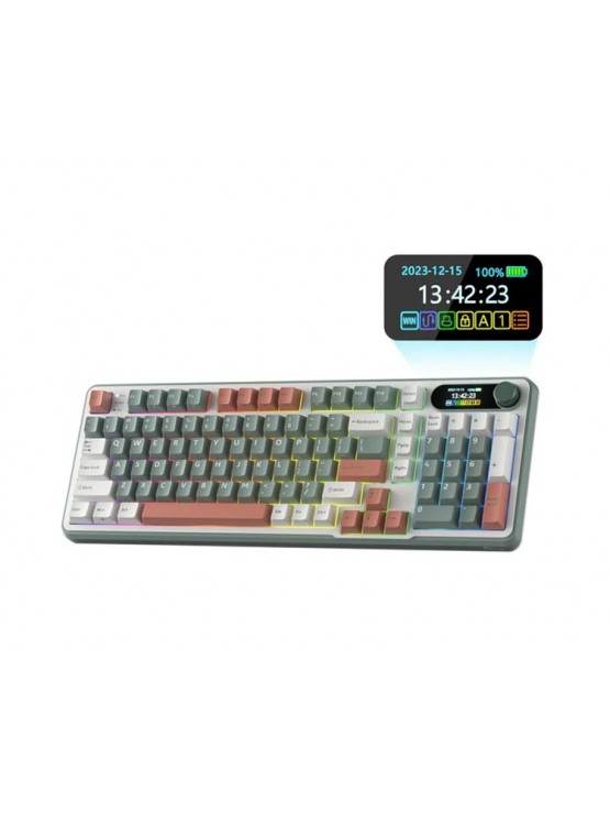 კლავიატურა: Royal Kludge RK S98 RGB Brown Switch Mechanical Keyboard Clay Green - RKS98-CP-C