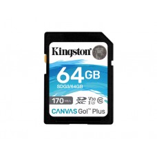 მეხსიერების ბარათი: Kingston 64GB SDXC Canvas Go Plus 170R C10 UHS-I U3 V30 - SDG3/64GB