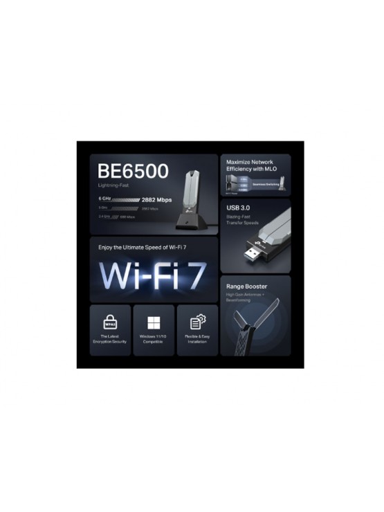 ადაპტერი: TP-Link Archer TBE400UH BE6500 Wi-Fi 7 High Gain Wireless USB Adapter