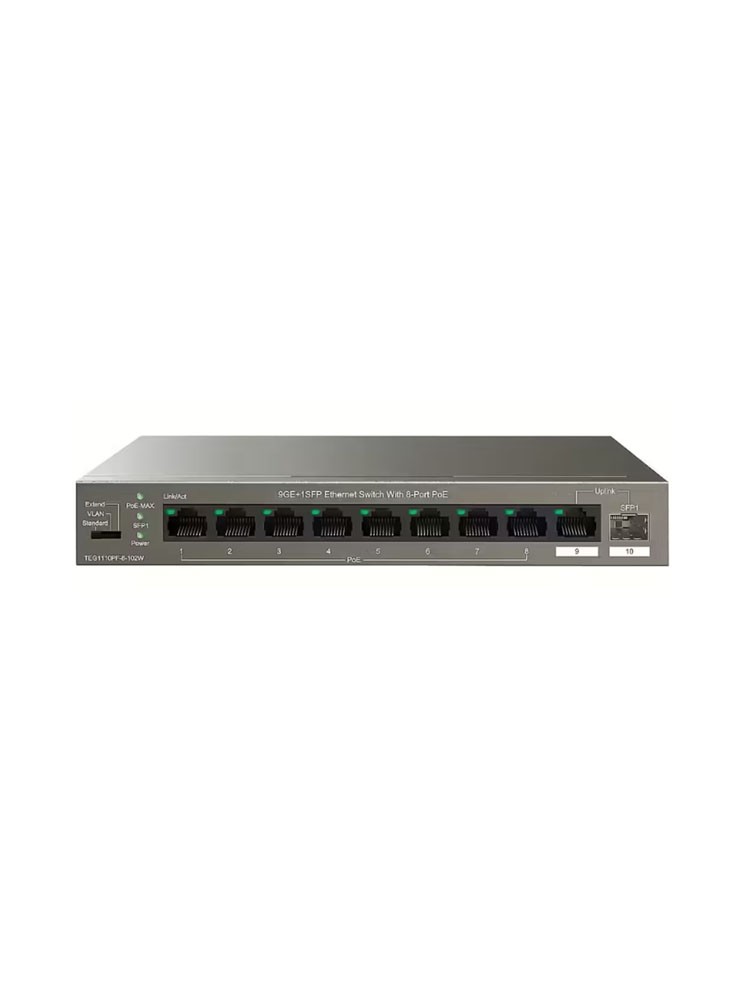 სვიჩი: Tenda TEG1110PF-8-120W 8xGigabit PoE+ Unmanaged Switch