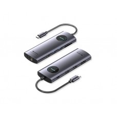 დოქ სადგური: Vention TQWHB 4K/60Hz 10-in-1 USB-C MST Docking Station 100W PD 0.15m Gray Aluminum