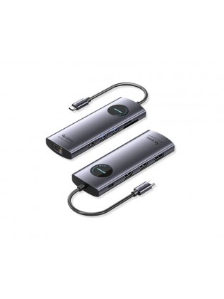 დოქ სადგური: Vention TQWHB 4K/60Hz 10-in-1 USB-C MST Docking Station 100W PD 0.15m Gray Aluminum