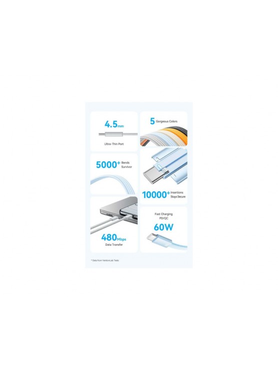 კაბელი: Vention TRZBF USB 2.0 Type-C Cable 1m Black Aluminum