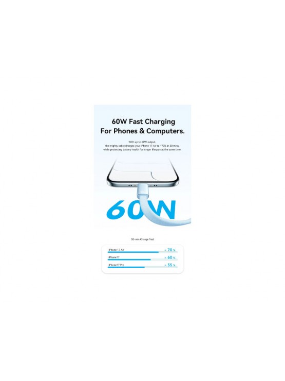 კაბელი: Vention TRZSF USB 2.0 Type-C Cable 1m Blue Aluminum