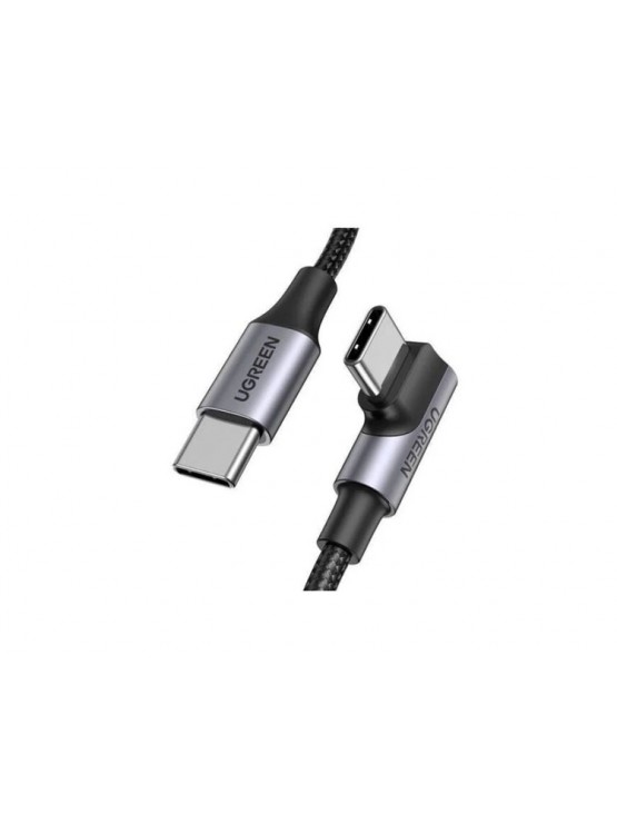 კაბელი: UGREEN US255 50123 60W Type-C to Angled Type-C Round 1m Grey