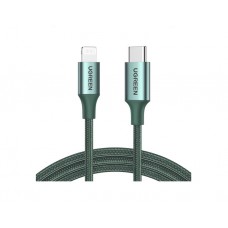 კაბელი: UGREEN US304 USB Type-C to Lightning Cable 1m 87W Midnight Green - 80564