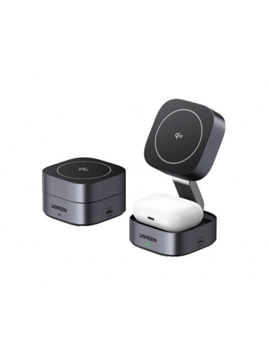 დამტენი: UGREEN W702 2-in-1 Qi2 Magnetic Foldable Fast Charging Station - 35316