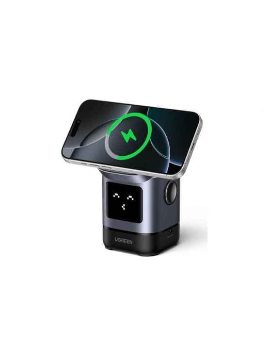 დამტენი: UGREEN Uno W709 45775 Qi2 15W 2-in-1 Magnetic Wireless Charger Black/Grey