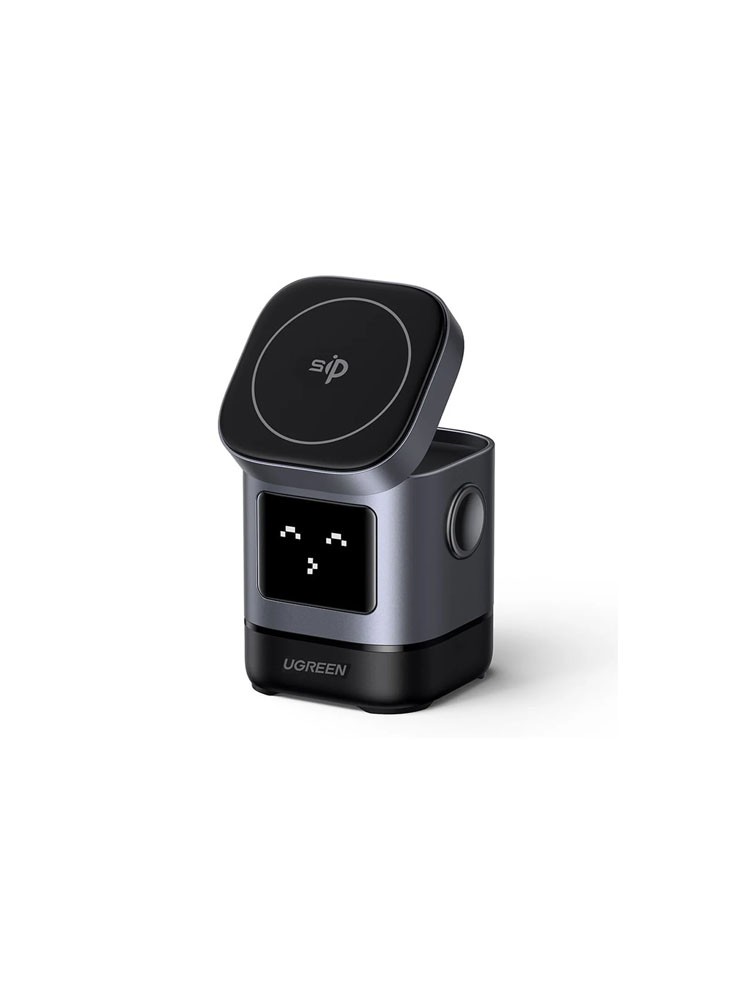 დამტენი: UGREEN Uno W709 45775 Qi2 15W 2-in-1 Magnetic Wireless Charger Black/Grey