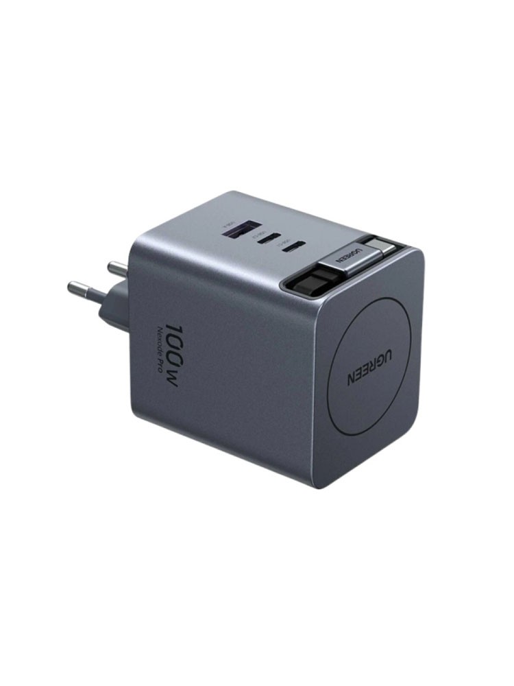 დამტენი: UGREEN X616 100W GaN Fast Charger with Retractable Cable Grey - 65828