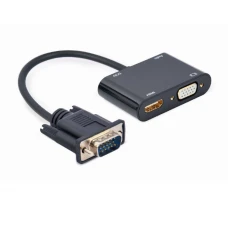 ადაპტერი: Gembird A-VGA-HDMI-02 VGA to HDMI + VGA adapter cable 0.15m Black