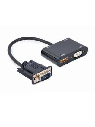 ადაპტერი: Gembird A-VGA-HDMI-02 VGA to HDMI + VGA adapter cable 0.15m Black