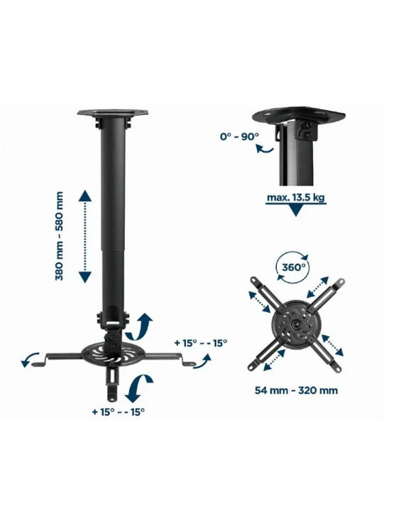 პროექტორის საკიდი: Gembird CM-B-01 Adjustable Ceiling Mount For Projector/Beamer