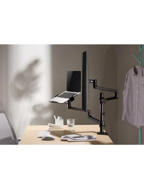 მონიტორის საკიდი: Gembird MA-DA-04 Desk mounted adjustable monitor arm with notebook tray 17"-32"