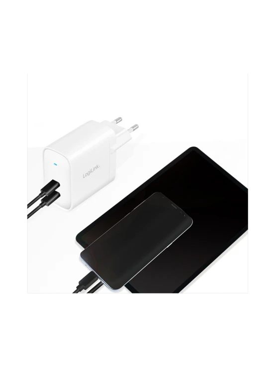დამტენი: Logilink PA0282 USB power socket adapter 2x USB-C port (PD) GaN-Technology 40 W