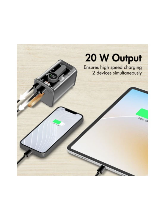 დამტენი: Logilink PA0307 20.000 mAh With display PD & QC Transparent Power Bank