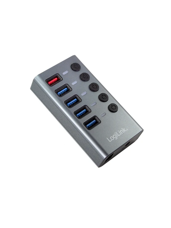 ადაპტერი: Logilink UA0386 USB 3.2 Gen 1 hub 4-port + 1x Fast Charging port on/off switch