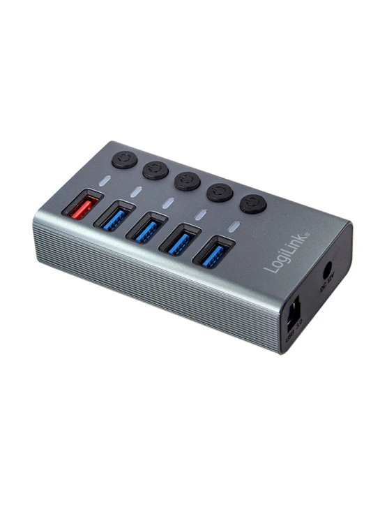 ადაპტერი: Logilink UA0386 USB 3.2 Gen 1 hub 4-port + 1x Fast Charging port on/off switch