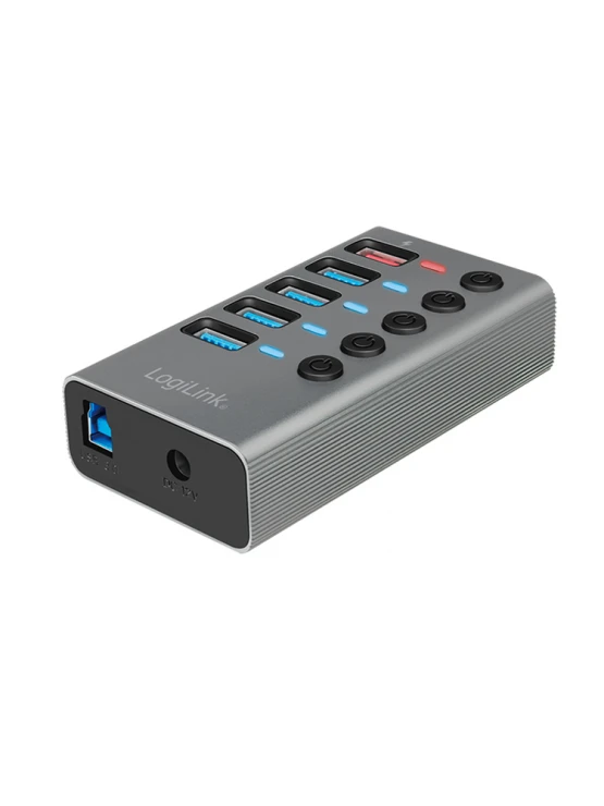 ადაპტერი: Logilink UA0386 USB 3.2 Gen 1 hub 4-port + 1x Fast Charging port on/off switch