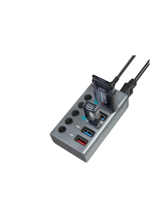 ადაპტერი: Logilink UA0386 USB 3.2 Gen 1 hub 4-port + 1x Fast Charging port on/off switch
