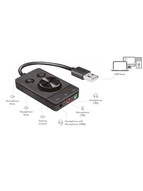 აუდიო ადაპტერი: Logilink UA0397 USB 2.0 Audio Adapter With Volume Control 3x 3.5 mm/F Black