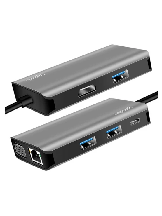 დოქ სადგური: Logilink UA0410 USB 3.2 Gen 1 docking station USB-C 7 ports PD anthracite
