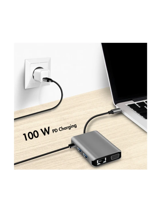 დოქ სადგური: Logilink UA0410 USB 3.2 Gen 1 docking station USB-C 7 ports PD anthracite