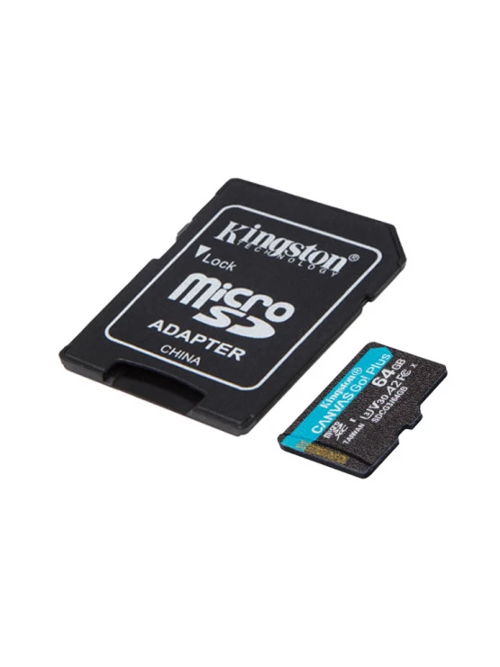 მეხსიერების ბარათი: Kingston Canvas Go Plus MicroSD 64GB UHS-I U3 Class 10 - SDCG3/64GB