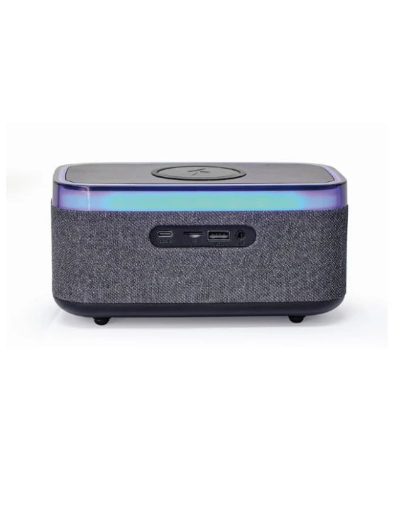 დინამიკი: Gembird DAC-SPKBT-QC15-BK Digital alarm clock with speaker and wireless charging function Black/Grey